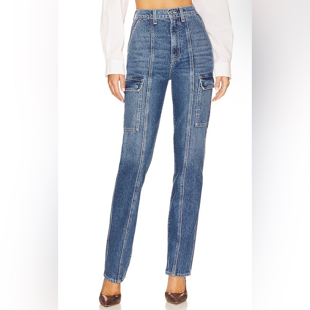 GRLFRND Harper High Rise Slim Cargo in Cameron size 23